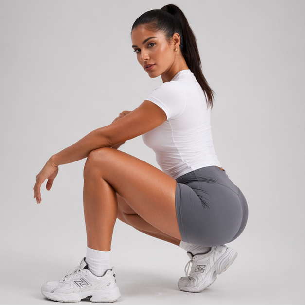Shorts de Treino Sem Costura Frontal Preto - ASTRYA